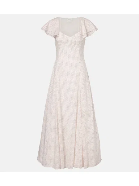 Rochie maxi Posse cu buline de costum alb