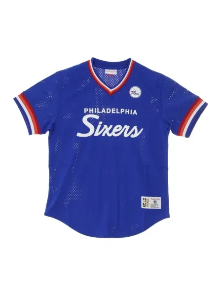 Koszulka sportowa Mitchell & Ness z dekoltem w serek niebieska