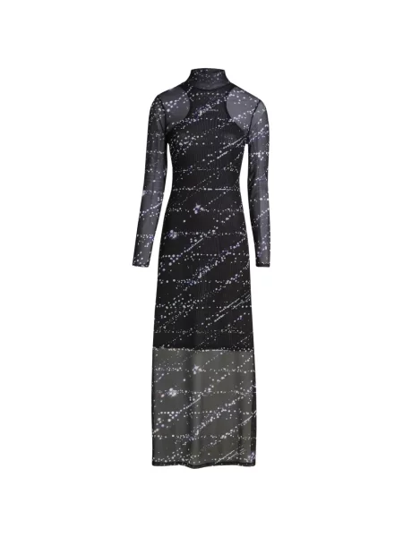 Rochie din denim Karl Lagerfeld Jeans cu imagine plasă negru