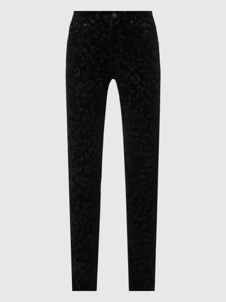 Оксамитові джинси в анімалістичний принт Saint Laurent чорні