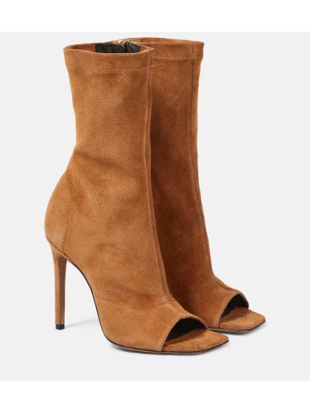 Cizme scurte Paris Texas din piele de căprioară maro