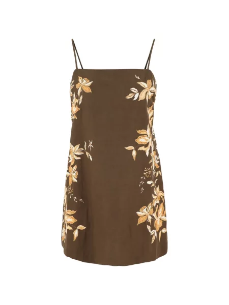 Mała sukienka mini Hemant And Nandita w kwiatki garniturowa brązowa