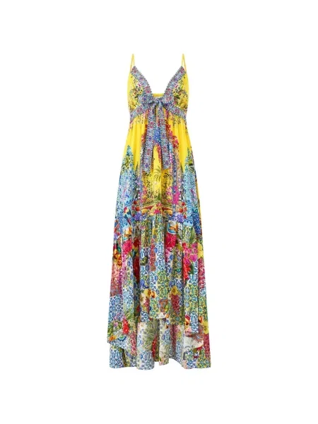 Rochie midi Camilla până la genunchi de costum galben