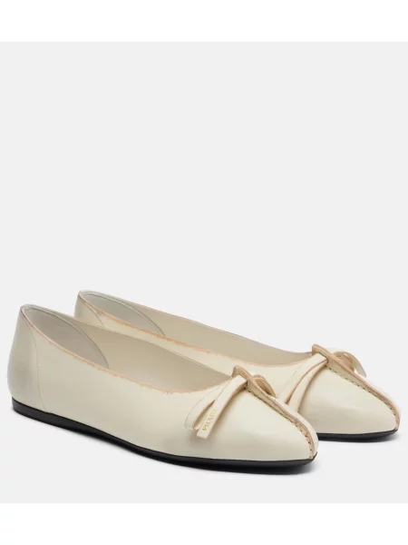 Balerini Prada din piele alb
