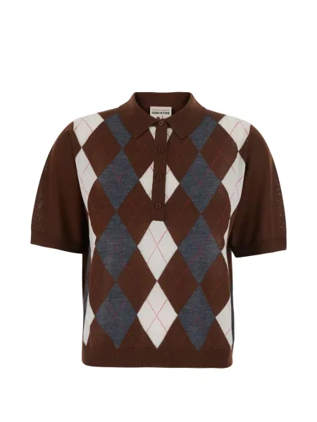 Scurt top Semicouture cu model argyle maro