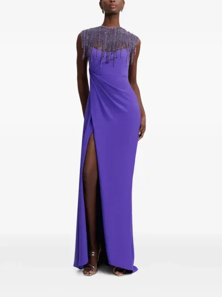 Rochie maxi Gemy Maalouf cu mărgele violet