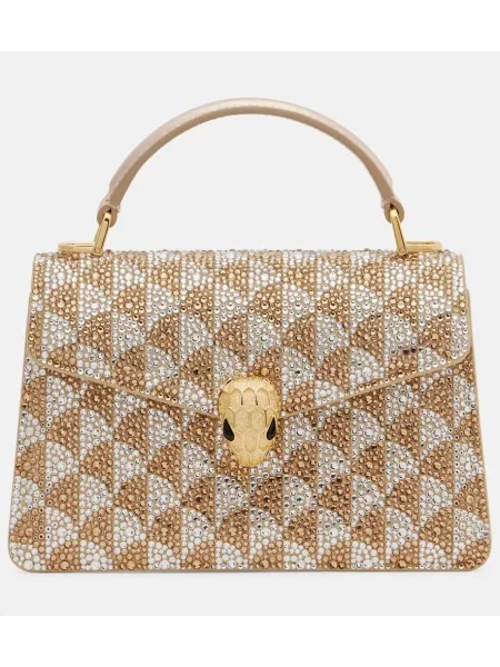 Geantă Bvlgari din piele de căprioară auriu