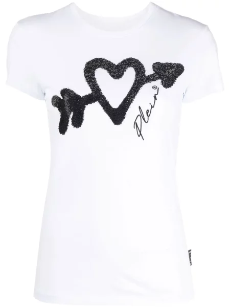 Tricou Philipp Plein de cristal alb