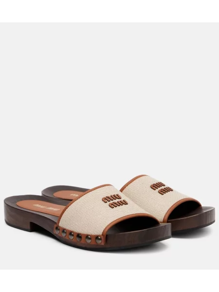 Usnjene cokle Miu Miu bež