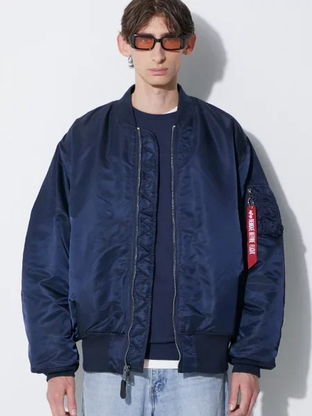 Куртка Alpha Industries Bomber & Flightjackets синій перехідна oversize темно-синя