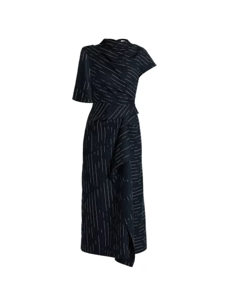Rochie midi Erdem cu dungi drapată albastru