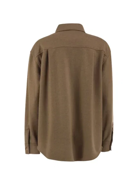 Geacă cămașă Max Mara cu model herringbone maro
