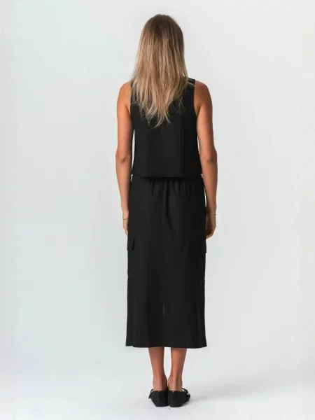TEESHOPPEN Fustă Hør negru