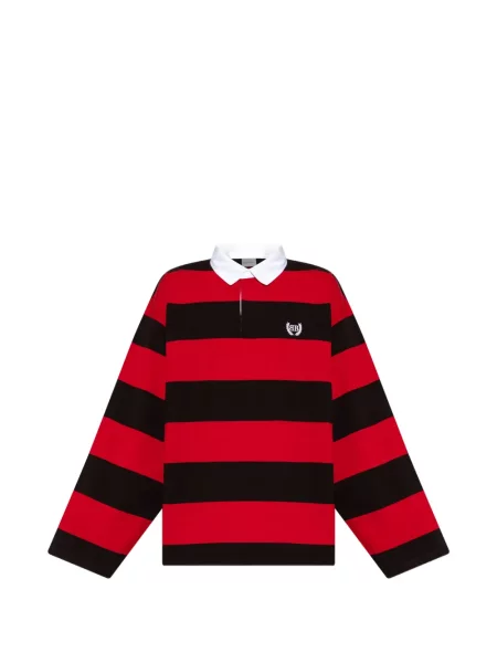 Tricou polo Balenciaga cu broderie roșu