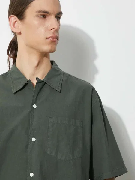 Сорочка Norse Projects Carsten Cotton Tencel regular класичний комір зелений