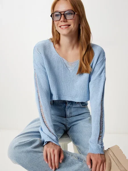 Happiness İstanbul Pulover deschis albastru