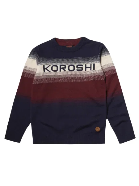 KOROSHI Pulover mornarsko plava / bordo / crna bijela