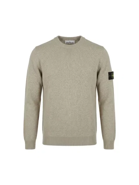 Sweter Stone Island wełniany z kamieniami beżowy