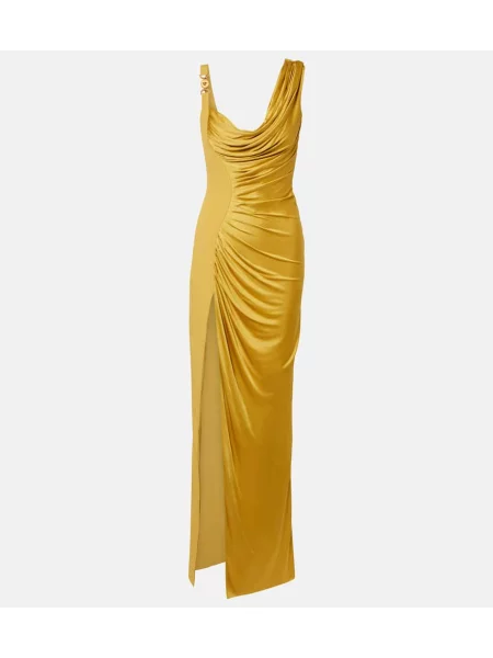 Rochie Versace din jerseu drapată auriu