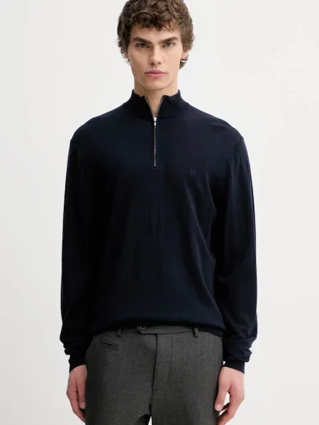 Les Deux pulover de lână bleumarin light cu turtleneck