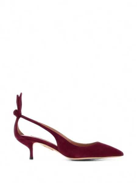 Pantofi cu toc Aquazzura cu funde cu legături violet
