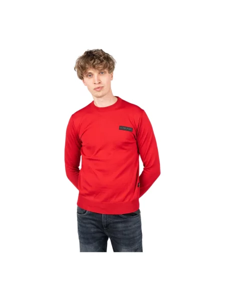 Sweter Plein Sport z wełny merino czerwony
