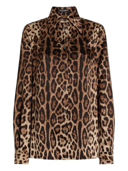 Cămașă Dolce & Gabbana cu imagine cu model leopard maro