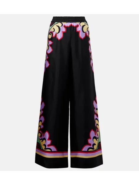 Pantaloni La Doublej de mătase cu imagine negru