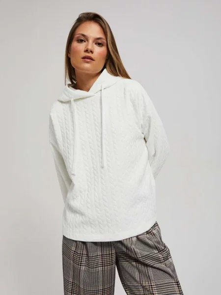 Hanorac cu glugă Marisse cu perle cu mâneci lungi negru