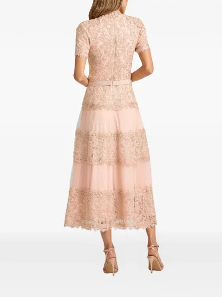 Rochie midi Tadashi Shoji cu broderie roz