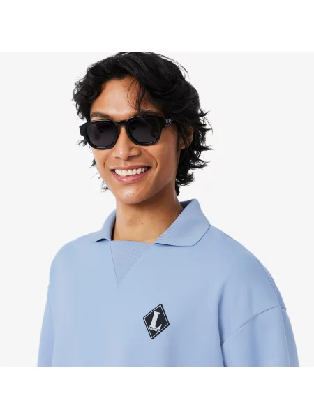 Lacoste Bluza Z Kołnierzykiem Polo Loose Fit niebieska