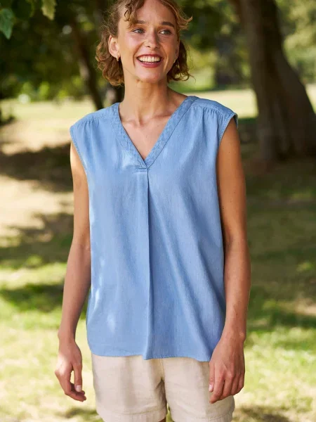 Tuscany koszula bez rękawów Chambray Light Blue niebieska