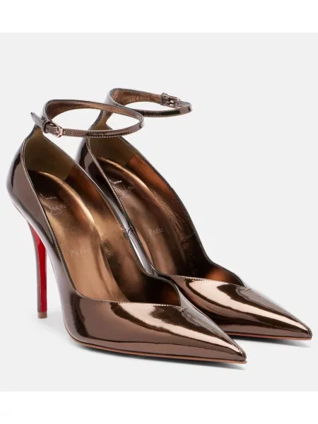 Pantofi cu toc Christian Louboutin din piele de lac maro