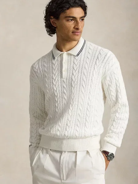 Polo Ralph Lauren pulover pentru bărbați cu alb