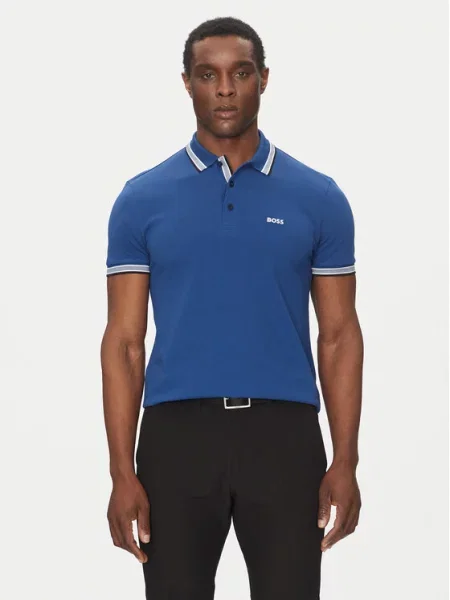 Koszulka polo o kroju regular fit z wyhaftowanym logo model ‘Paddy’ Boss niebieska