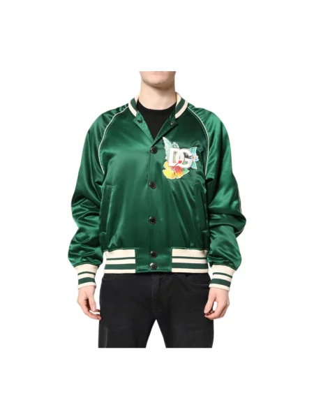 Kurtka bomber Dolce And Gabbana z logo zielony