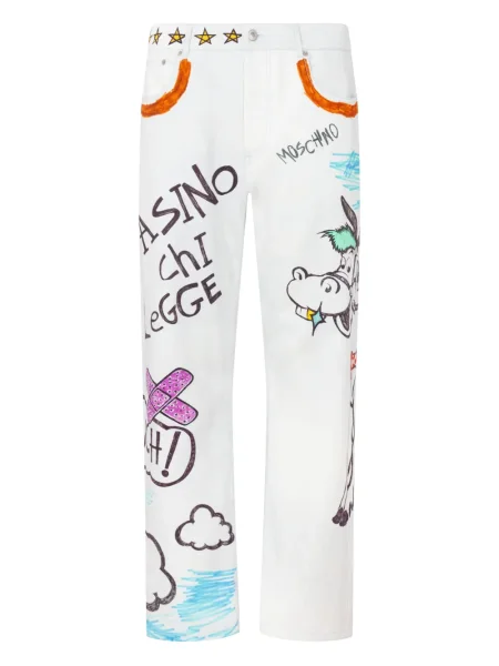 Kalhoty Moschino s potiskem modré