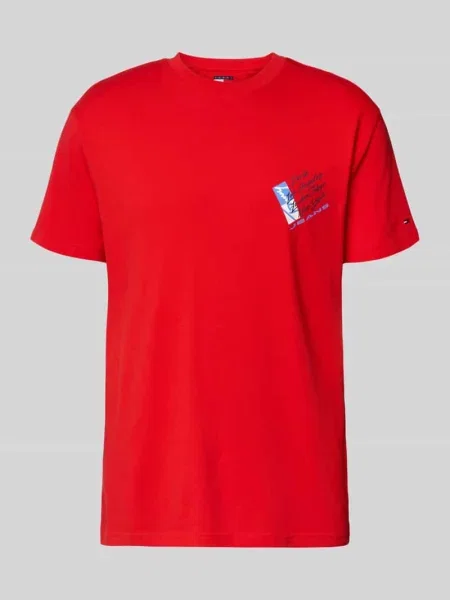 T-shirt o kroju regular fit z czystej bawełny Tommy Jeans czerwona