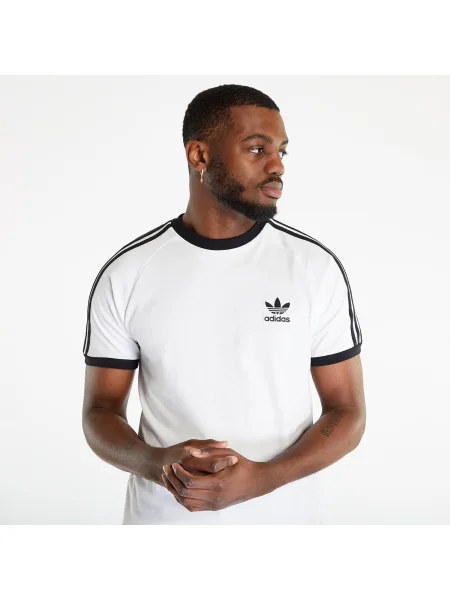 Короткая футболка Adidas Originals в полоску с коротким рукавом белая