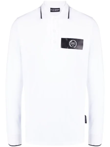 Lung tricou polo Plein Sport alb