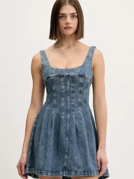 Tommy Jeans rochie jeans mini evazați albastru