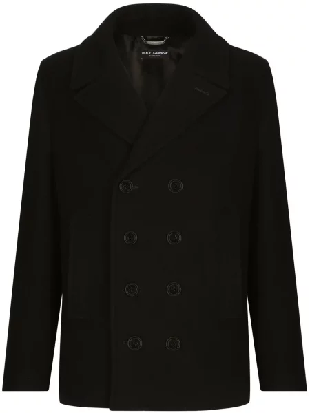 Kołnierzykowy płaszcz Dolce And Gabbana dwurzędowy czarny
