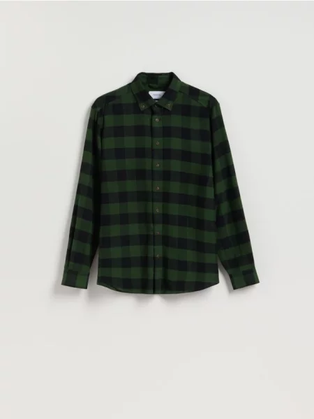 Reserved Картата сорочка regular fit зелений