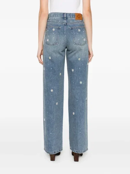 Blugi drepți Maje cu model floral albastru