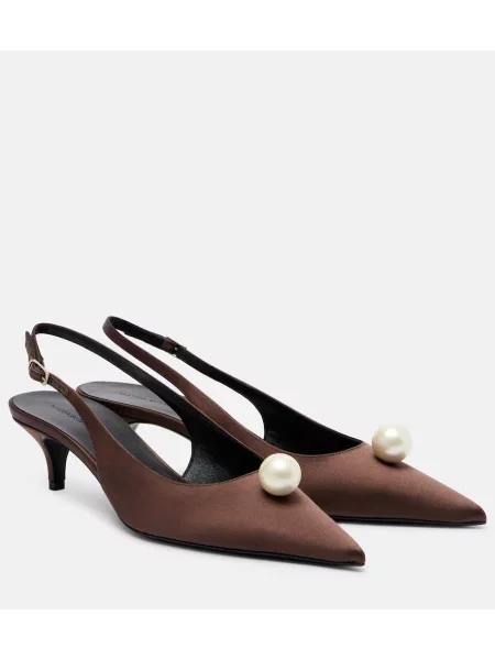 Pantofi cu toc Magda Butrym din satin slingback maro