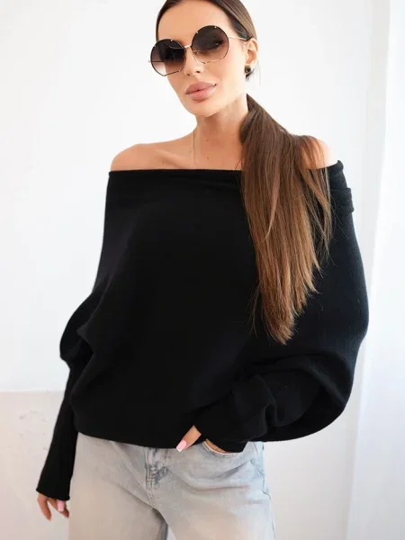Pulover Kesi Włoski asimetric negru