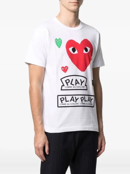 Μπλούζα Comme Des Garçons Play με σχέδιο με μοτίβο καρδιά λευκό