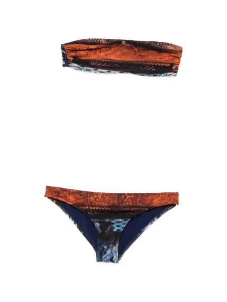 Bikini Balmain cu imagine cu imprimeu abstract portocaliu