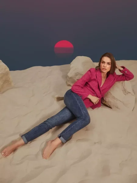 Blugi boyfriend Moodo albastru