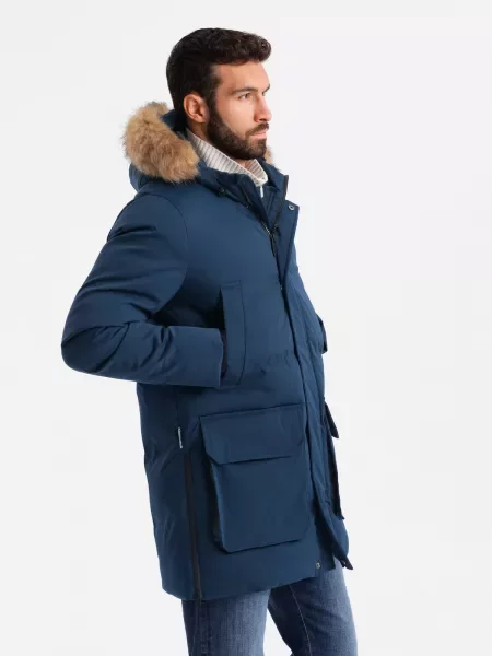 Lung geacă parka Ombre evazată albastru